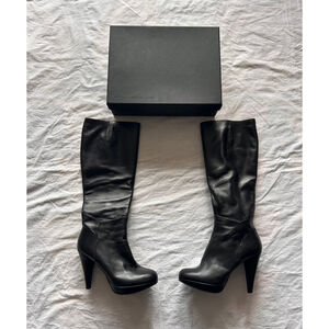 Pied A Terre Black Leather Platform Knee High Boots 40 | Made in Spain